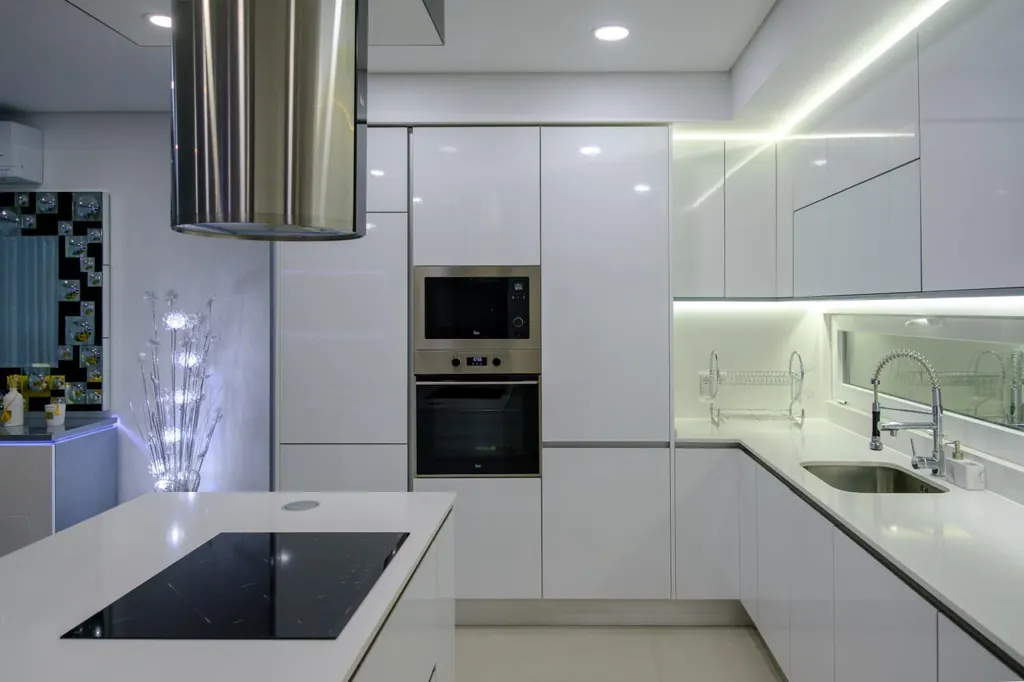 White kitchen with island