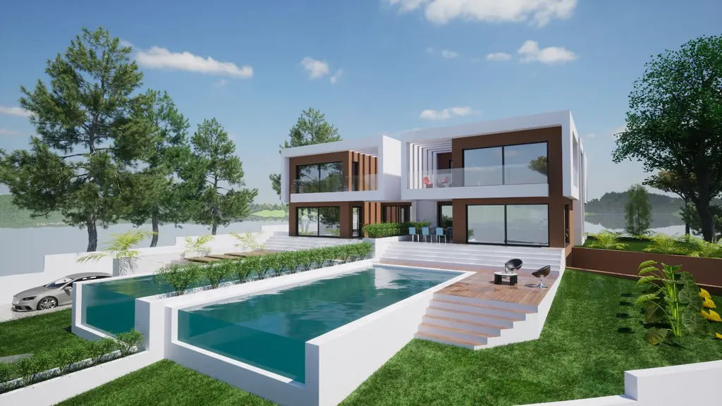 Villa with infinity pool and garden